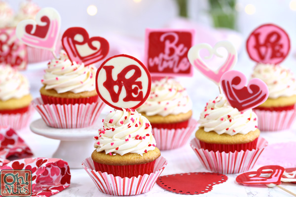Chocolate Valentines day cupcakes toppers.