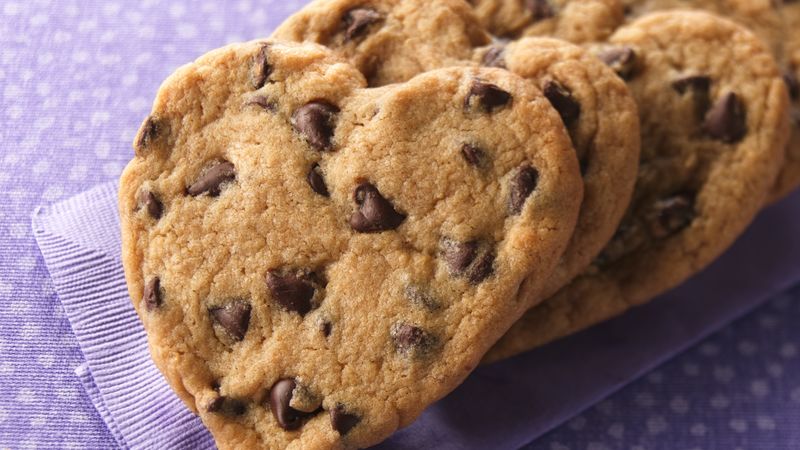 Chocolate chip heart cookies.