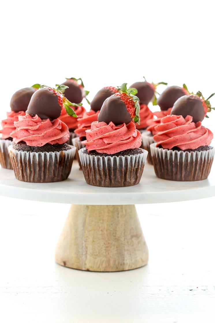 Chocolate covered strawberry cupcakes.