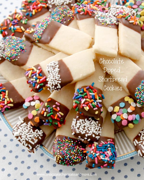 Chocolate dipped shortbread cookies.