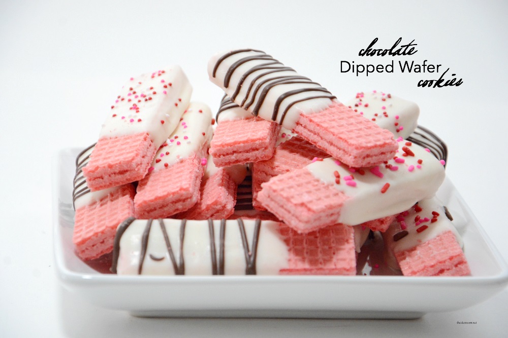 Chocolate dipped wafer cookies.