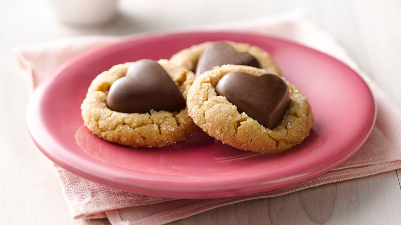 Chocolate heart peanut butter cookies.