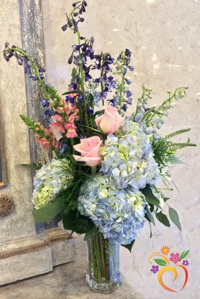 Classic pink and blue bouquet.