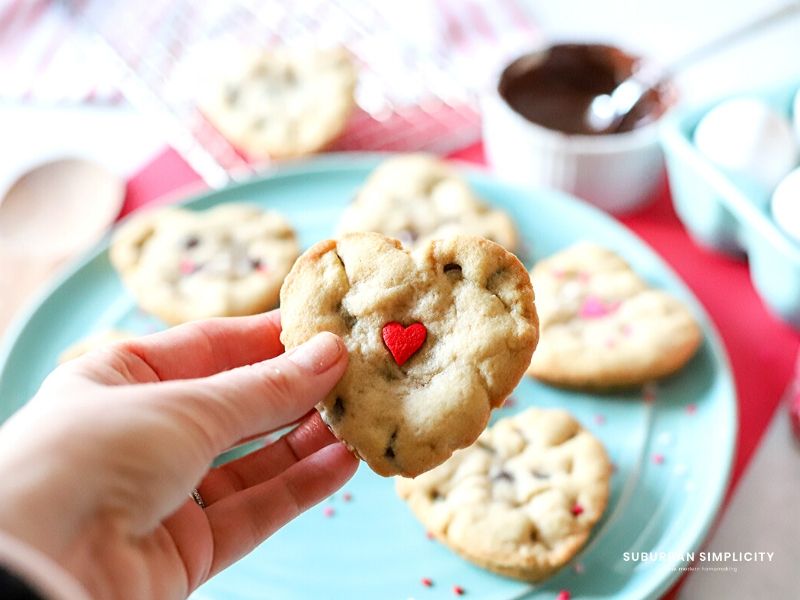 Delicious Chocolate Chip Valentines Day Cookies.