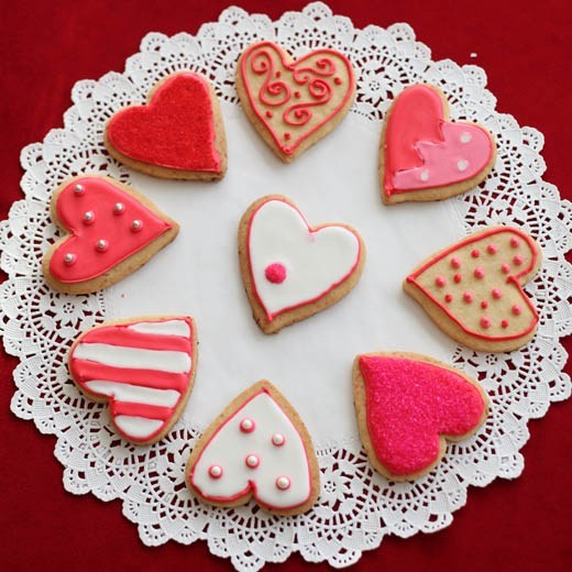 Delicious Valentine day heart cookies.