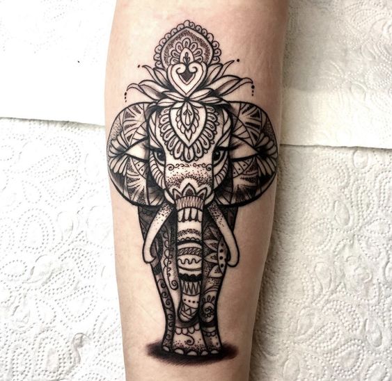 Detailed elephant tattoo.