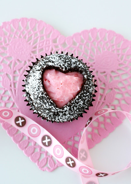 Heart cutout cupcake.