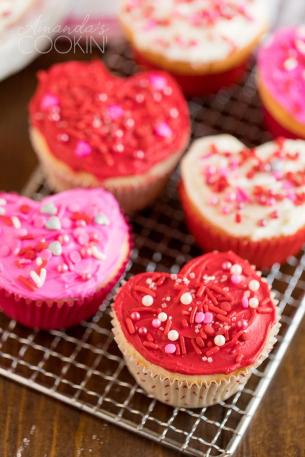 Heart shape cupcakes for Valentines day.
