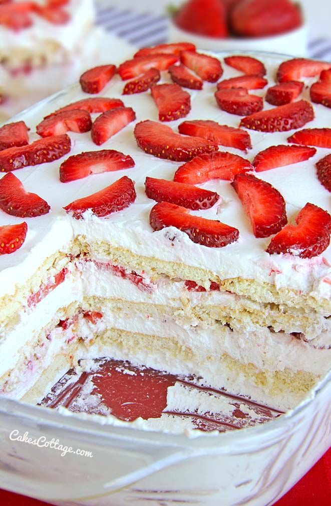 No bake strawberry icebox cake.