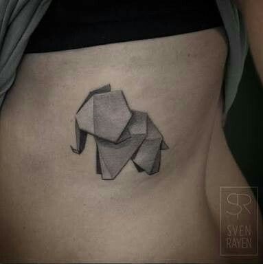 Origami elephant tattoo.