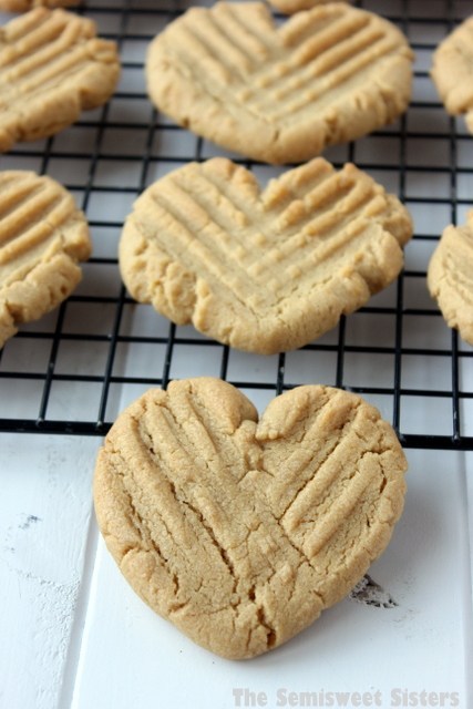 Peanut butter heart shape cookies.
