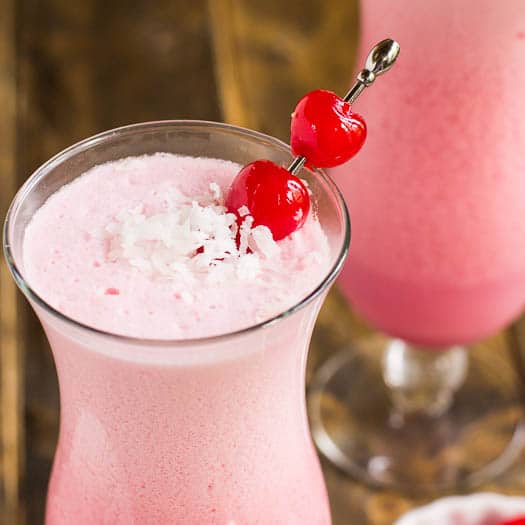 Pink coconut frost cocktail.