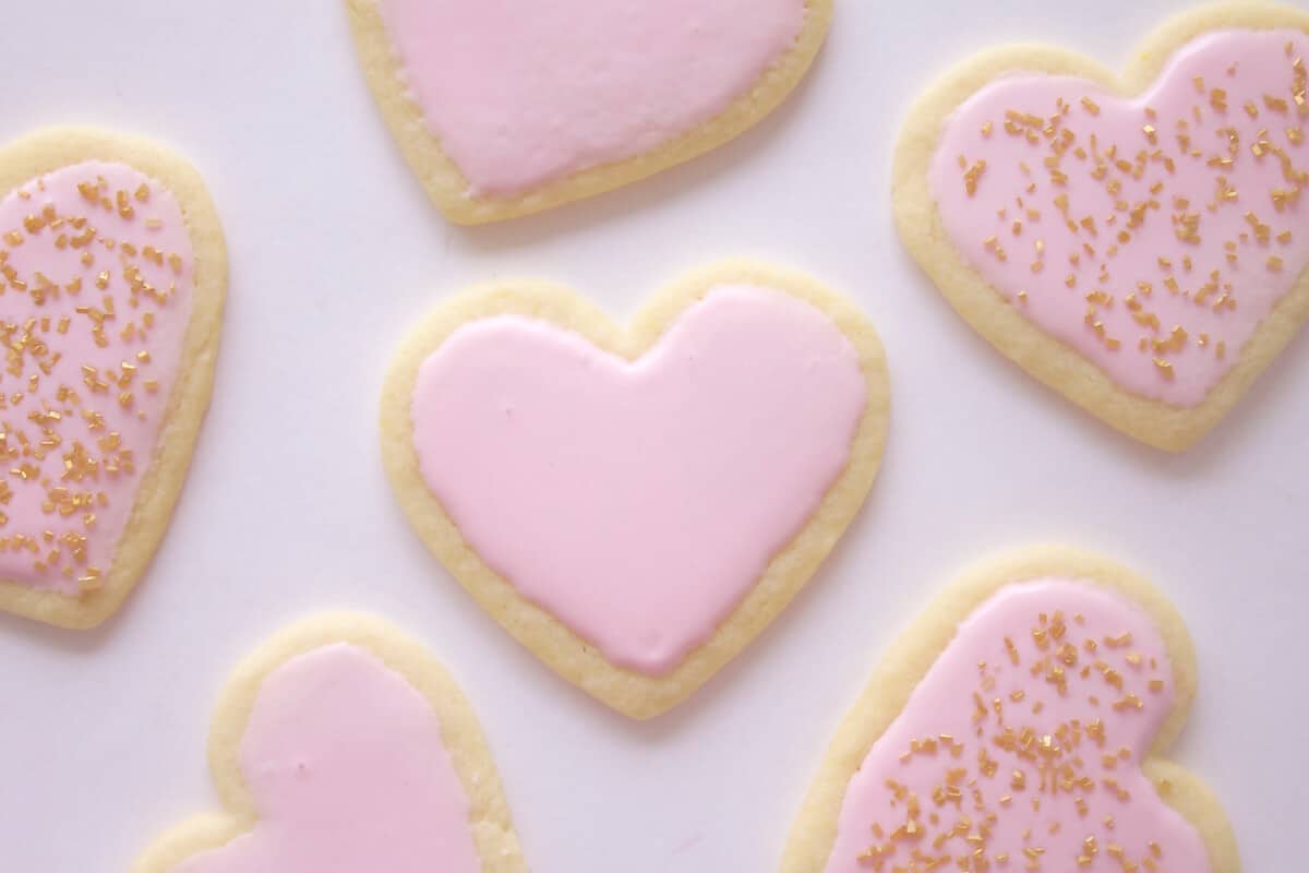 Pink heart shape cookies.
