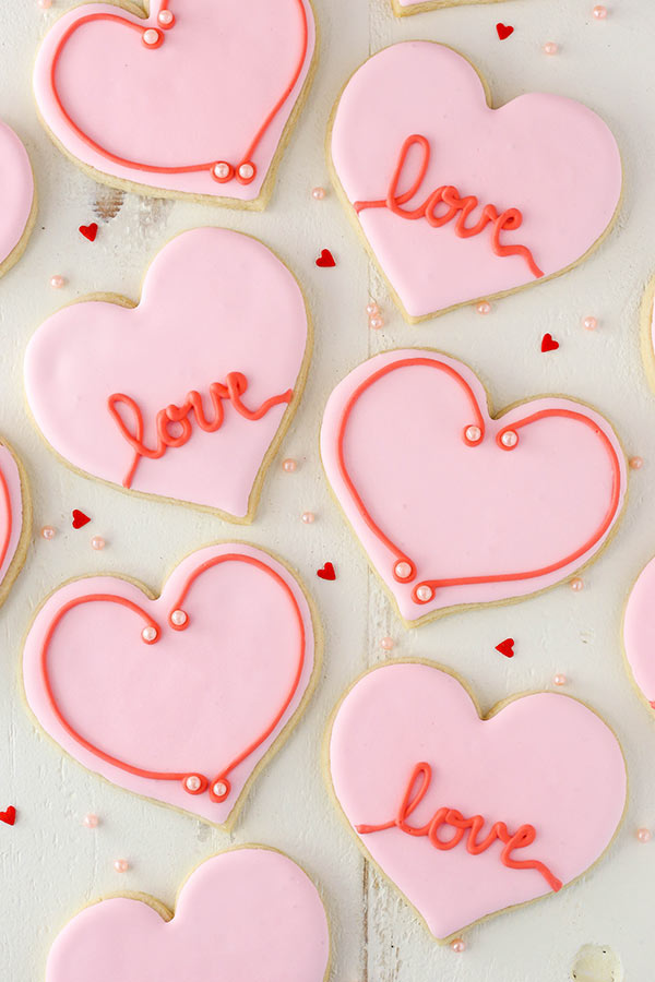 Pretty heart shape cutout cookies.