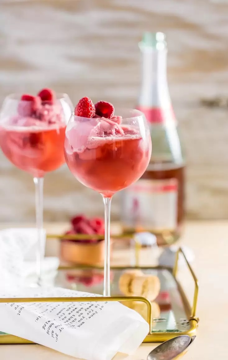 Raspberry pink champagne floats.