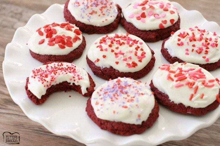 Red velevt Valentine cookies.