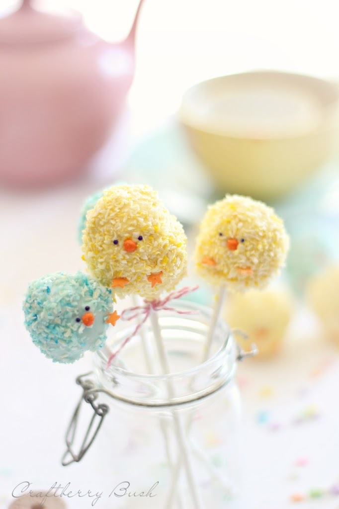 Rice krispies Easter chick pops.