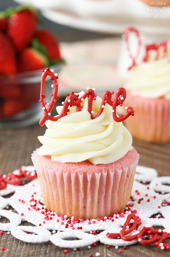 Strawberry Cupcakes With Cream Cheese Frosting.
