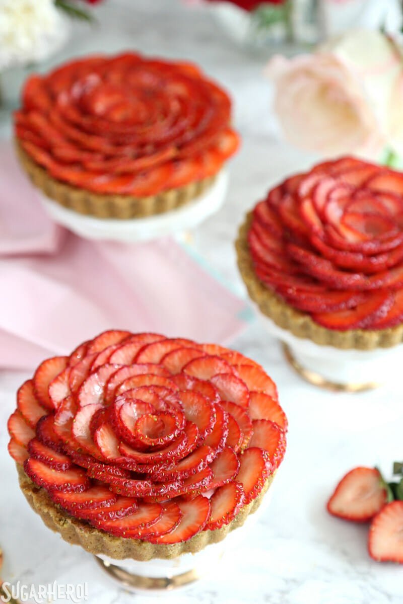 Strawberry rose tarts.