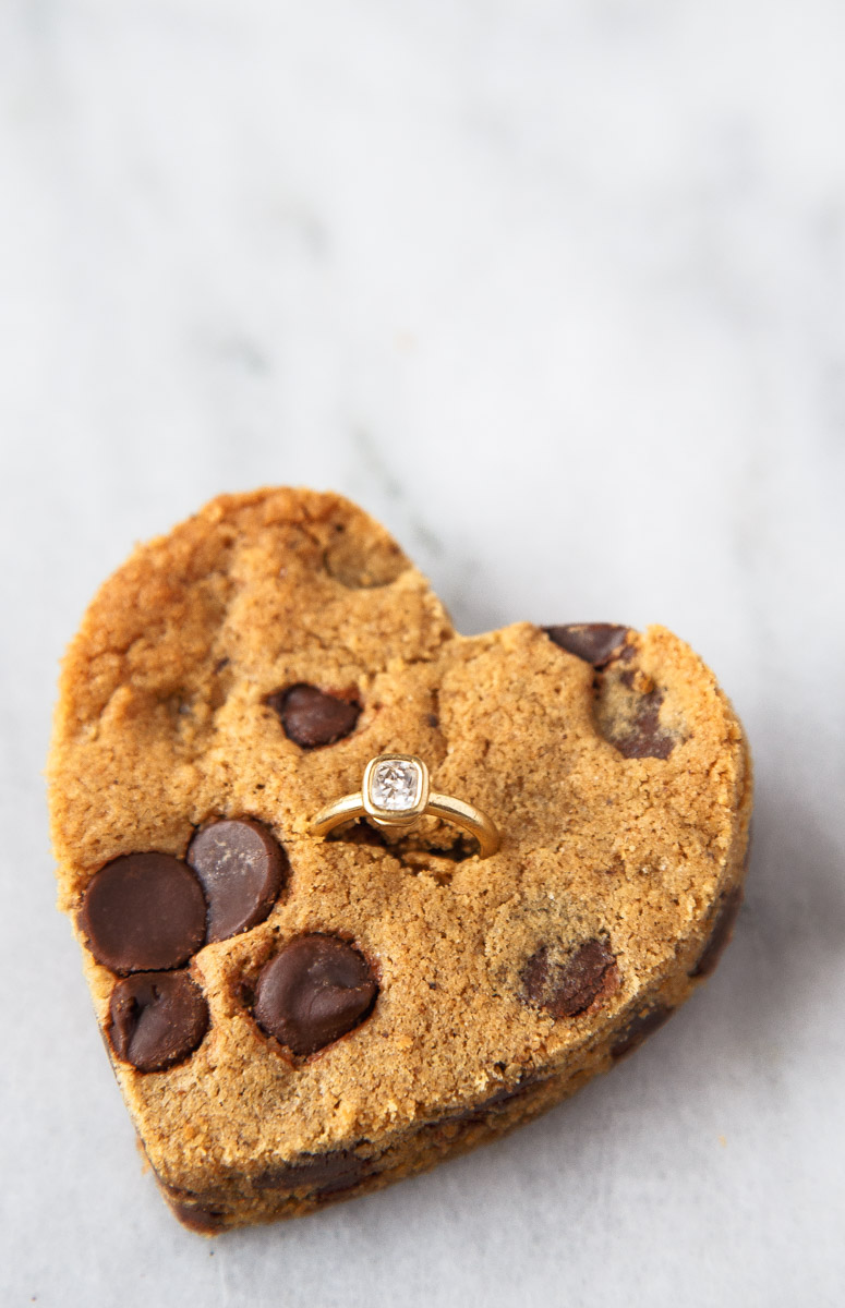Unique engagement ring chocolate chip cookies.
