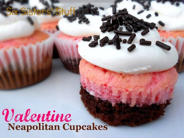 Valentines Day Neapolitan Cupcakes.