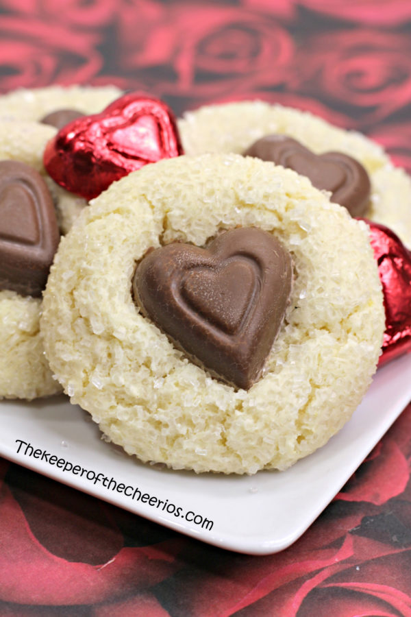 Valentines day White Chocolate Crinkle Cookies.