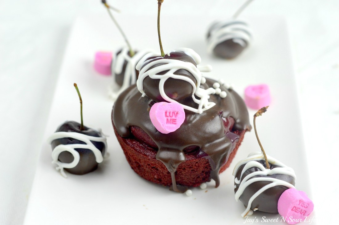 Valentines day cherry red velvet cupcakes.