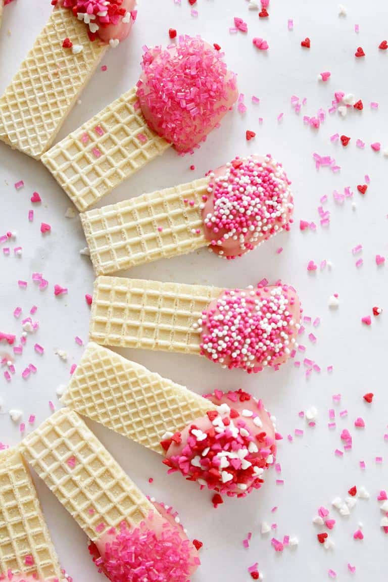Valentines day wafer cookies.