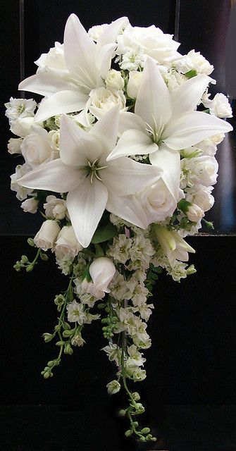 White Lily and Rose Wedding Bouquet.