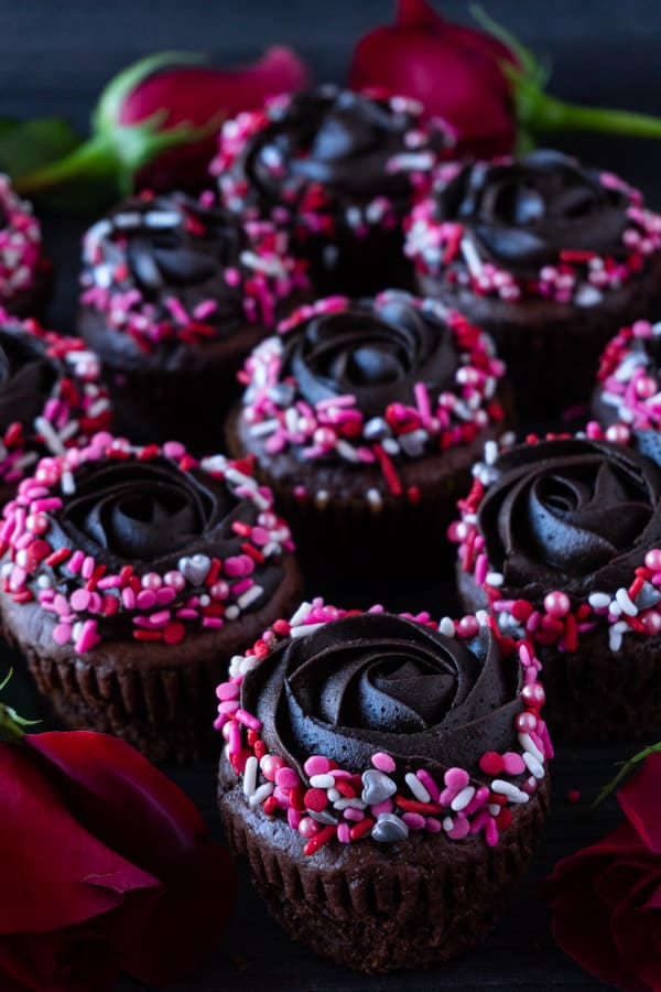 Yummy chocolate Valentines cupcake.