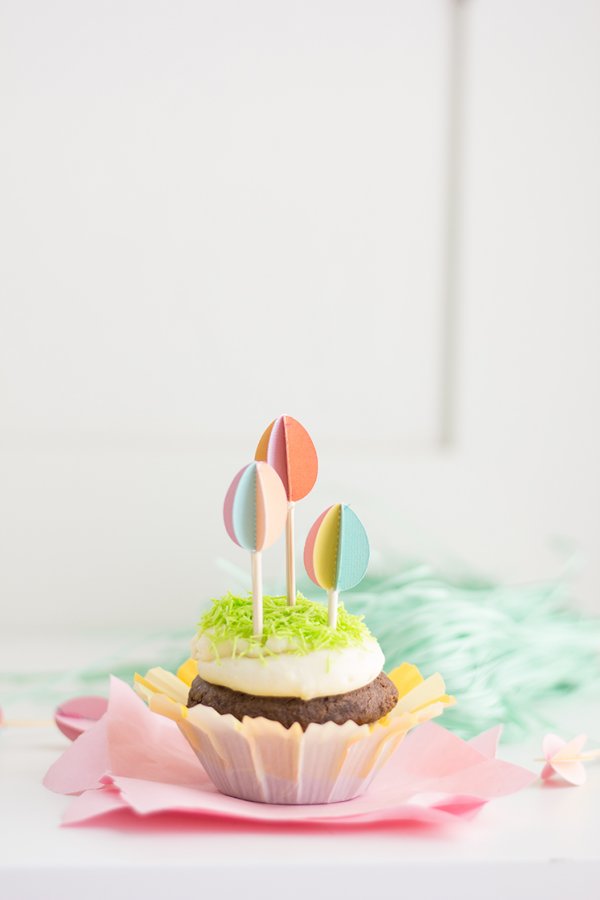 3D Easter egg cupcake toppers.