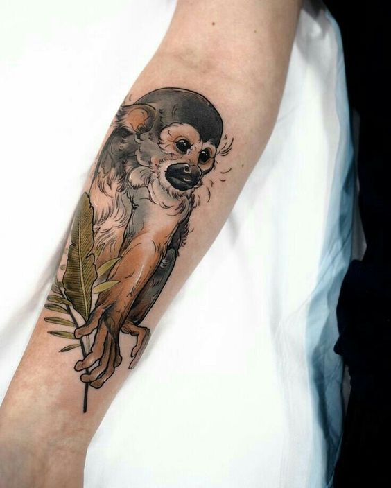 Amazing monkey tattoo on forearm.
