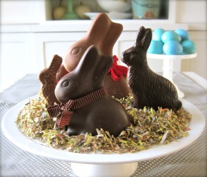 Chocolate bunny centerpiece.