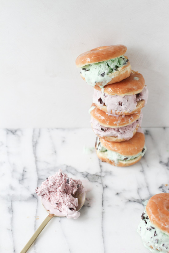 Donut ice-cream sandwiches.