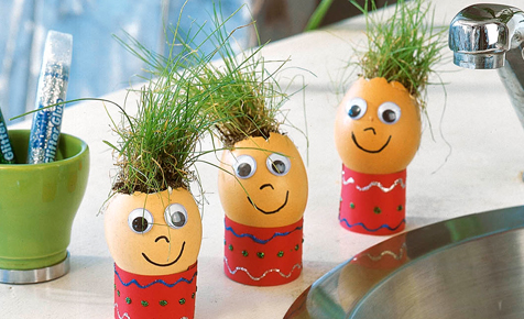 Easter grass egghead craft.