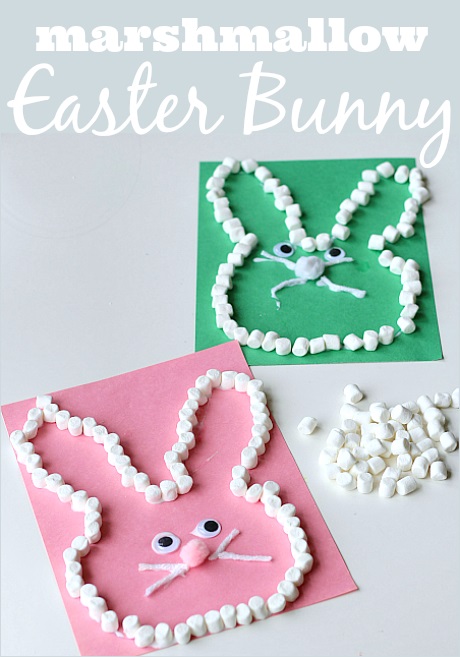 Easy marshmallow bunny craft for kids.