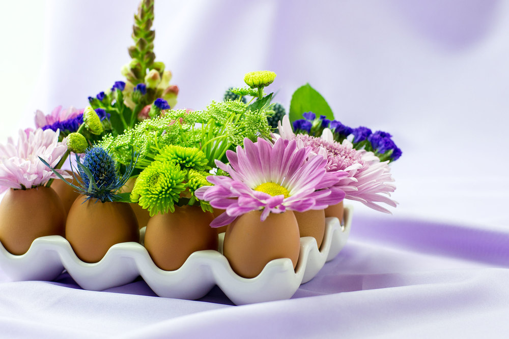 Egg shell floral centerpiece.