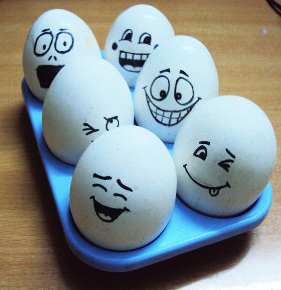 Egg smiles.