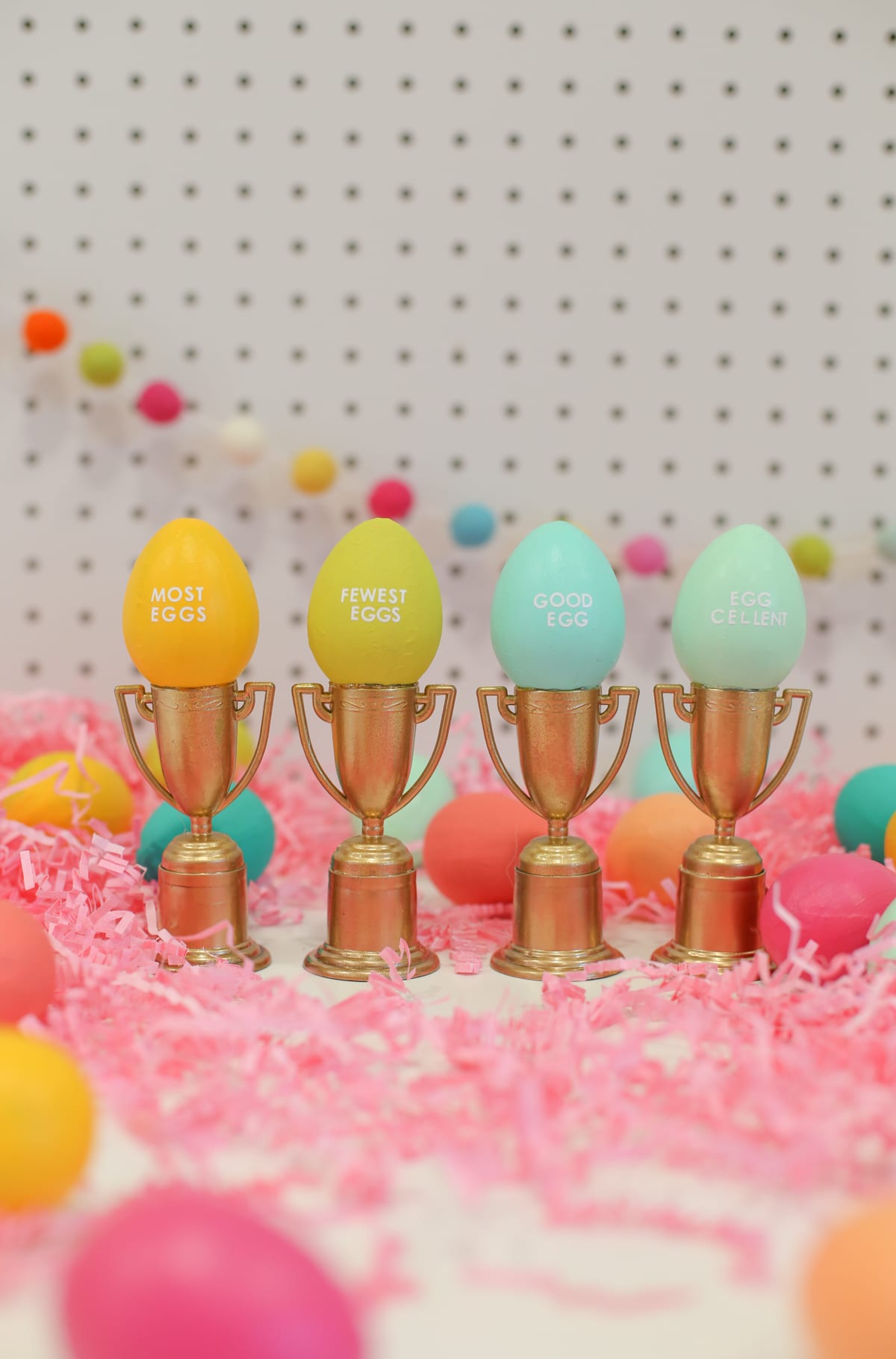 Egg trophies for Easter.
