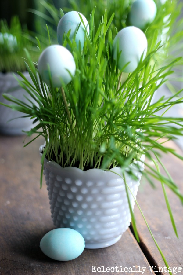 Eggs and grass centerpiece.