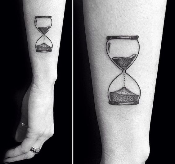Fabulous hourglass tattoo on forearm.
