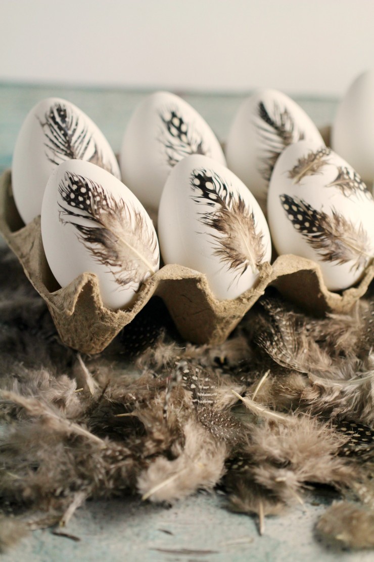 Feather Easter eggs.