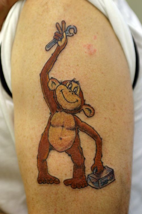 Grease monkey tattoo.