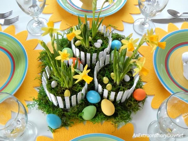 Inexpensive floral arrangement for Easter.