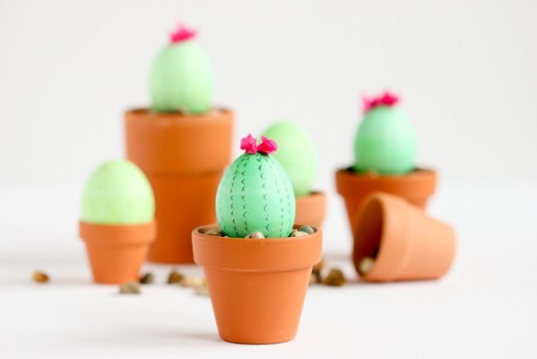 Little green cactus Easter eggs.
