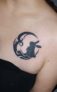 Moon bunny tattoo.