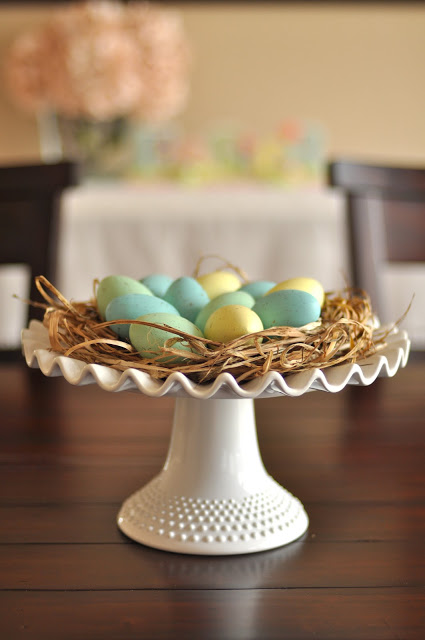 Painted Easter eggs and nest.
