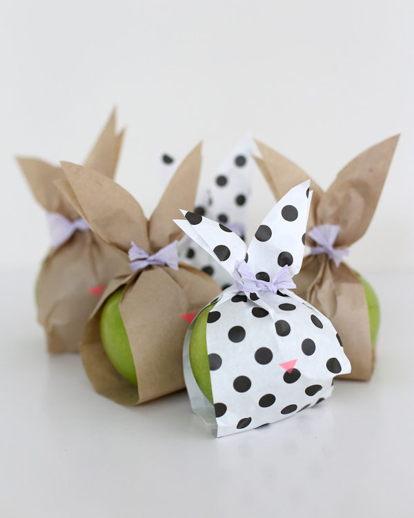 Paper bunny fruit bags.