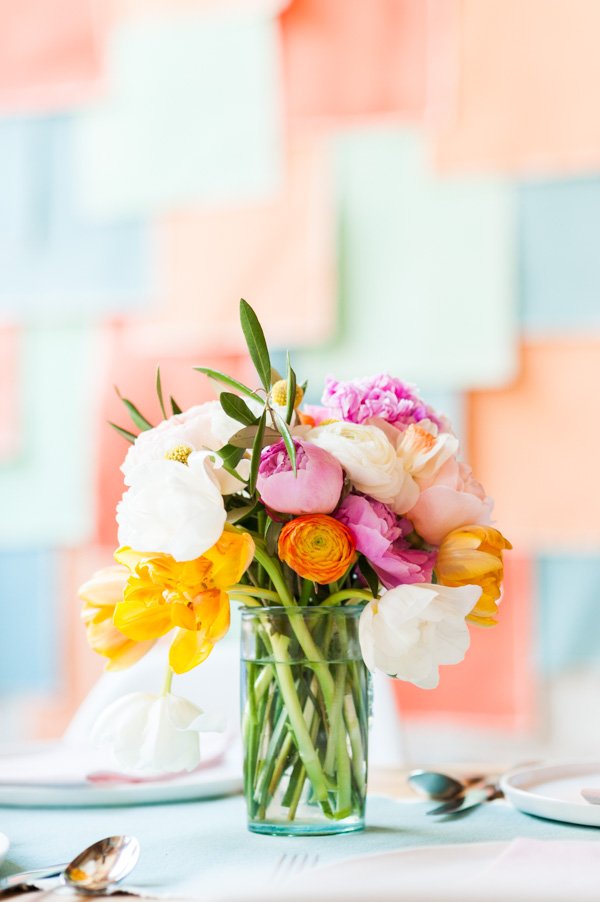 Pastel color floral bouquet for spring.