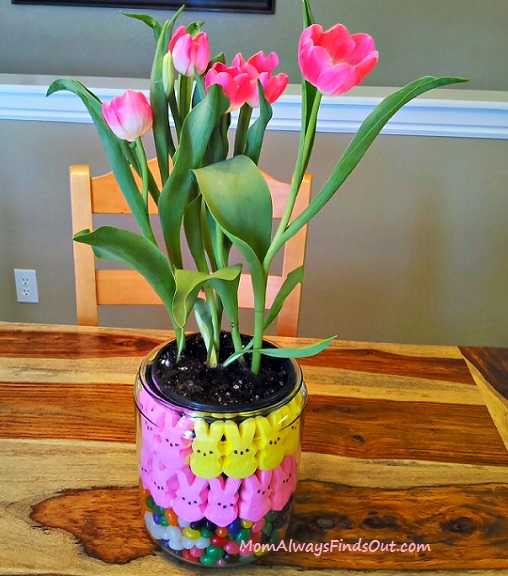 Peeps and tulip centerpiece.